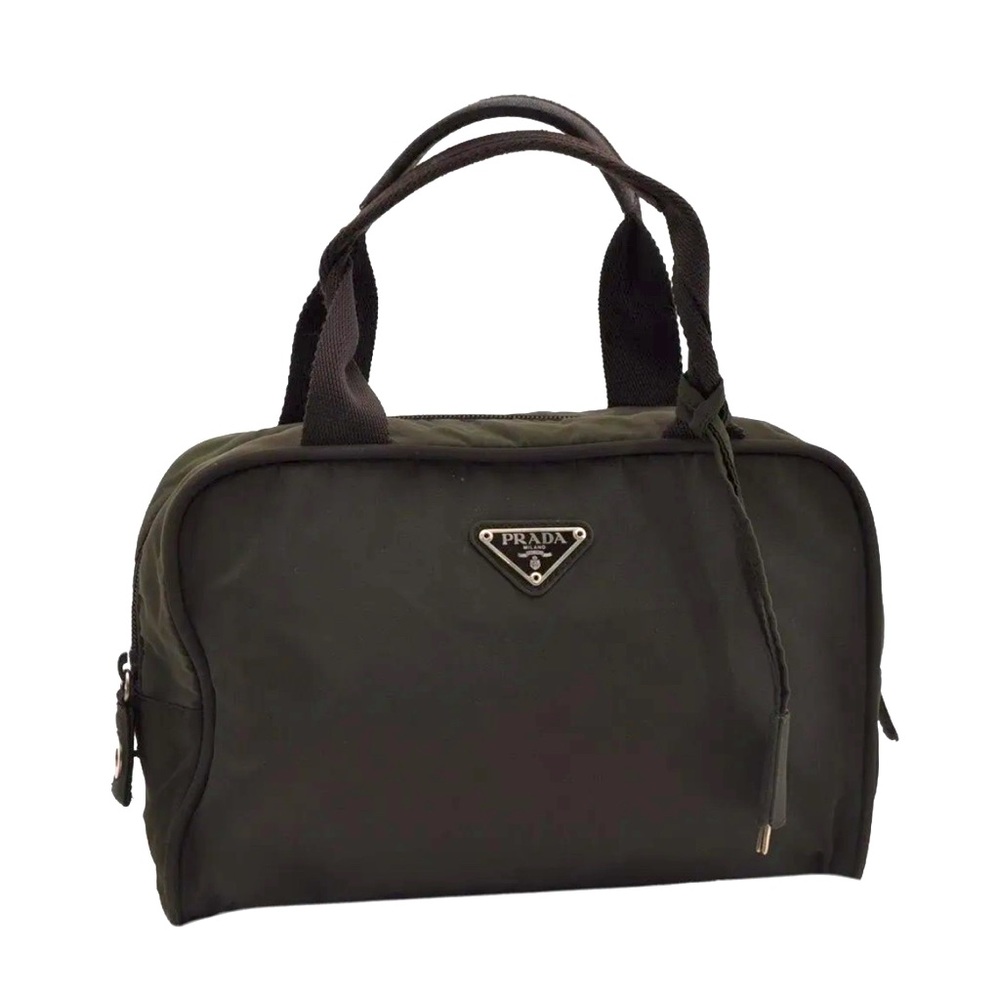 PRADA Vintage Nylon Tessuto Hand Bag Rectangle Purse Khaki Green